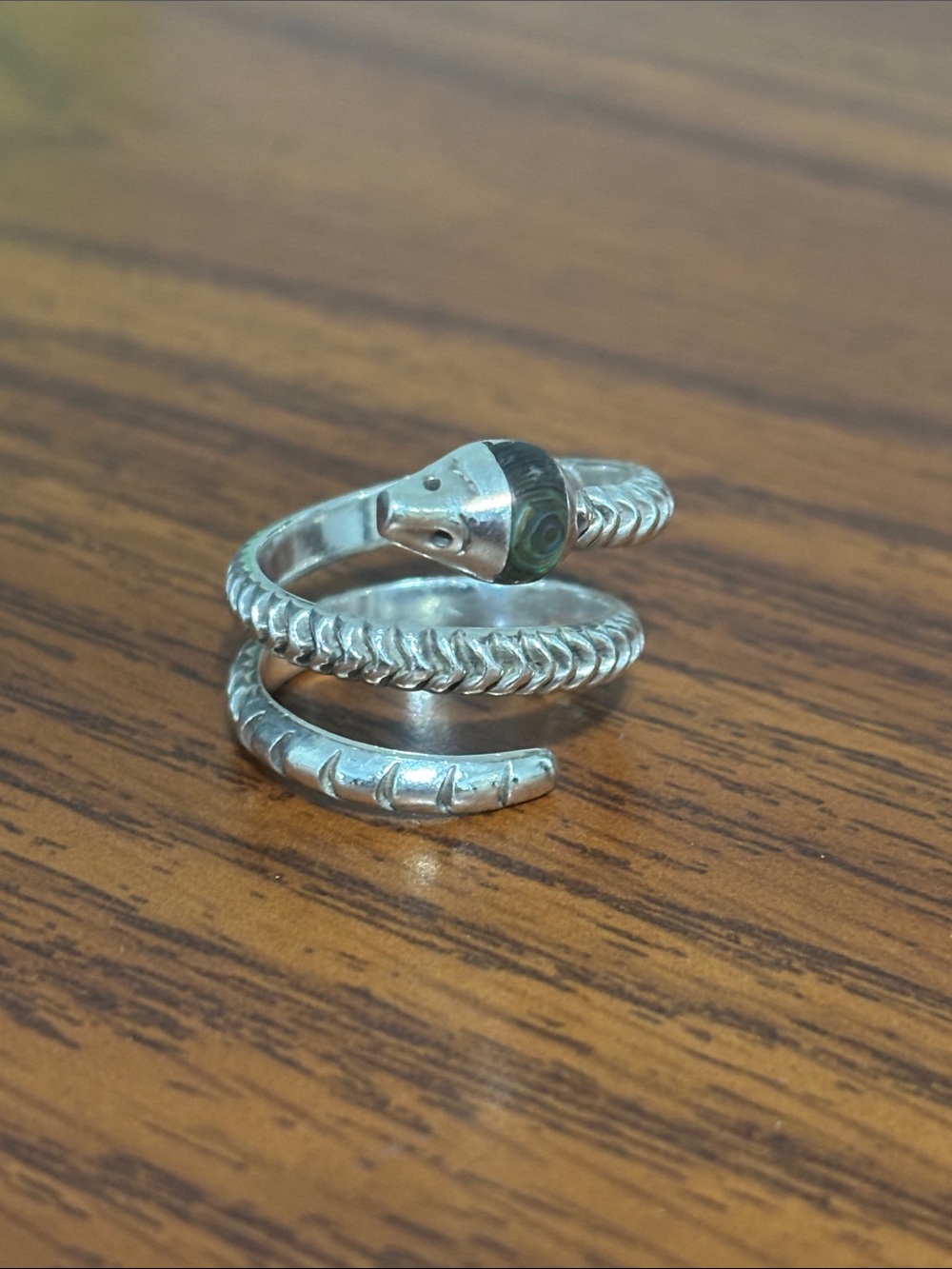 Vintage Artist Antonio Reina 925‎ Sterling Silver Serpent Abalone Ring Size 7.5
